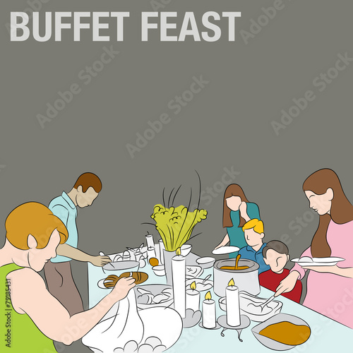 People in Buffet Line