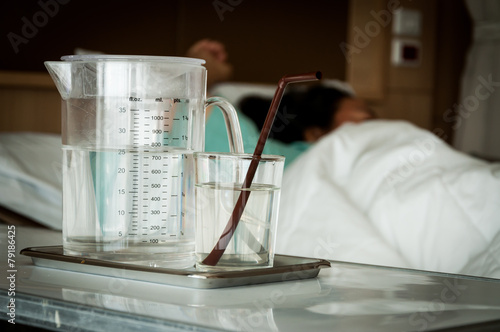Glass of water in hospital room
