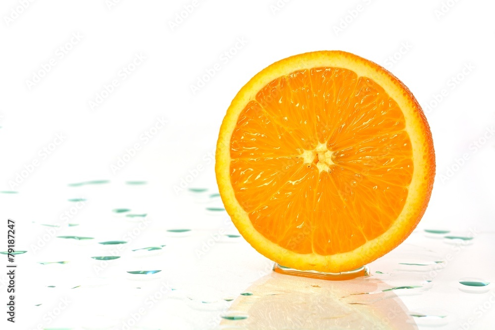 Sliced ripe orange half Sliced ripe orange half
