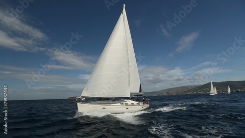 Boat in sailing regatta. Luxury yachts.