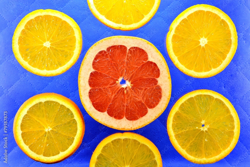 Obraz premium Background of different kinds citrus fruits