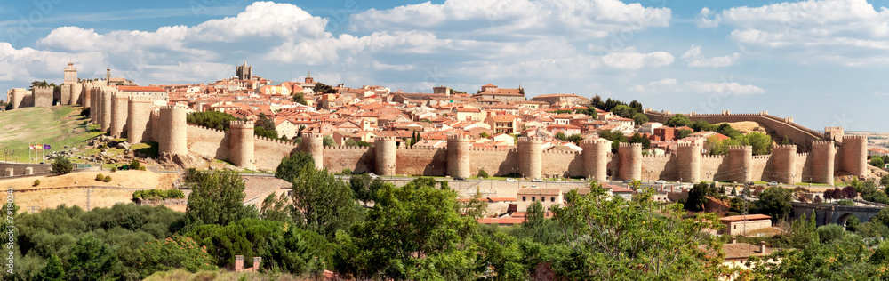 view of historic city of Avila, Castilla y Leon, Spain