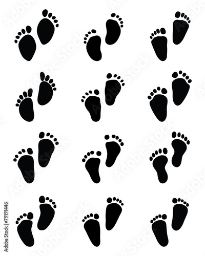 Prints of baby feet, vector illustration