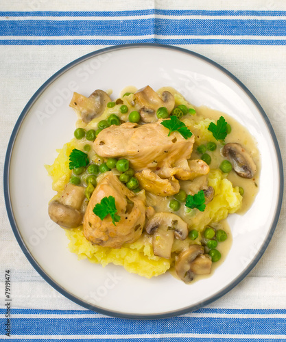 fricassee from chicken with vegetables