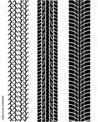 Black prints of tread of cars, vector illustration