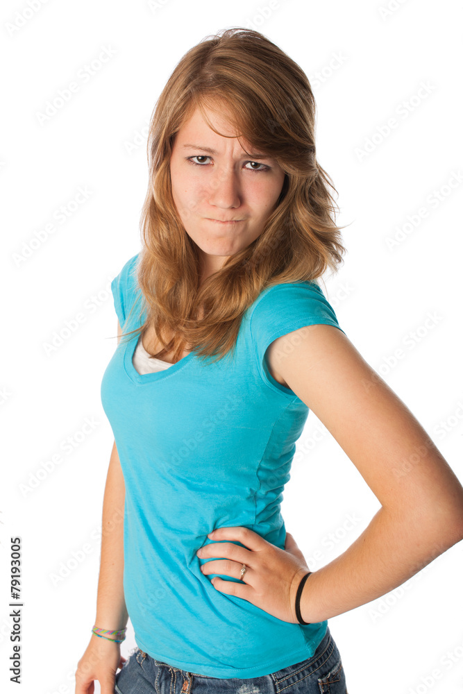Cute teen with angry face Cute teen with angry face