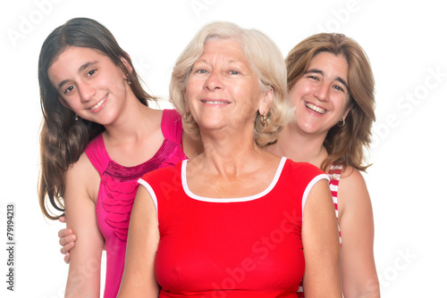 Three generations of hispanic women smiling