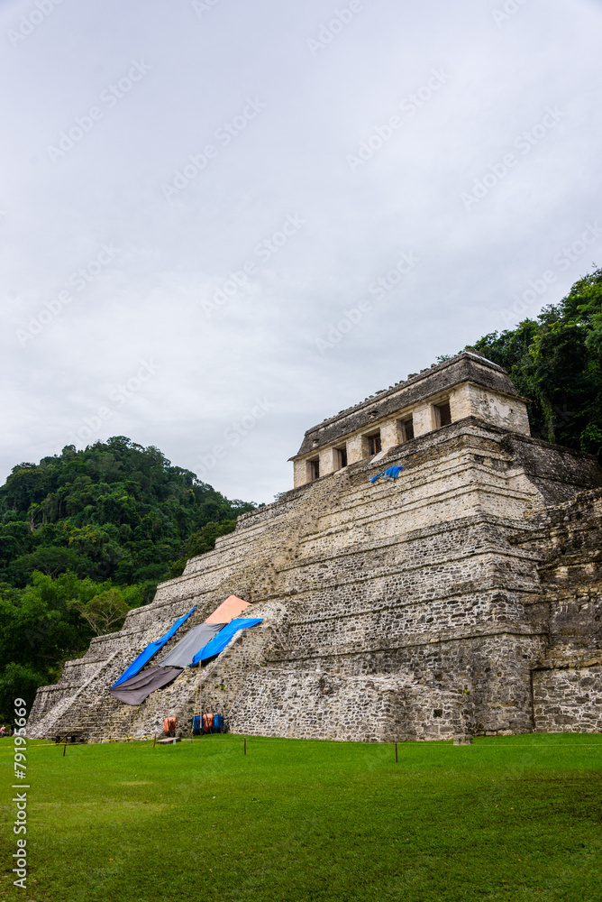 Palenque Mayan City. Ruins in the Jungle, Chiapas, traveling thr Palenque Mayan City. Ruins in the Jungle, Chiapas, traveling thr
