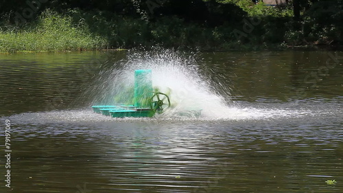 Automatic rotating Aerator on water surface,Chaipattana photo