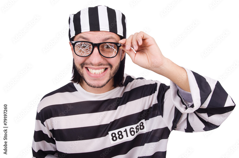 Prison inmate isolated on the white background Prison inmate isolated on the white background