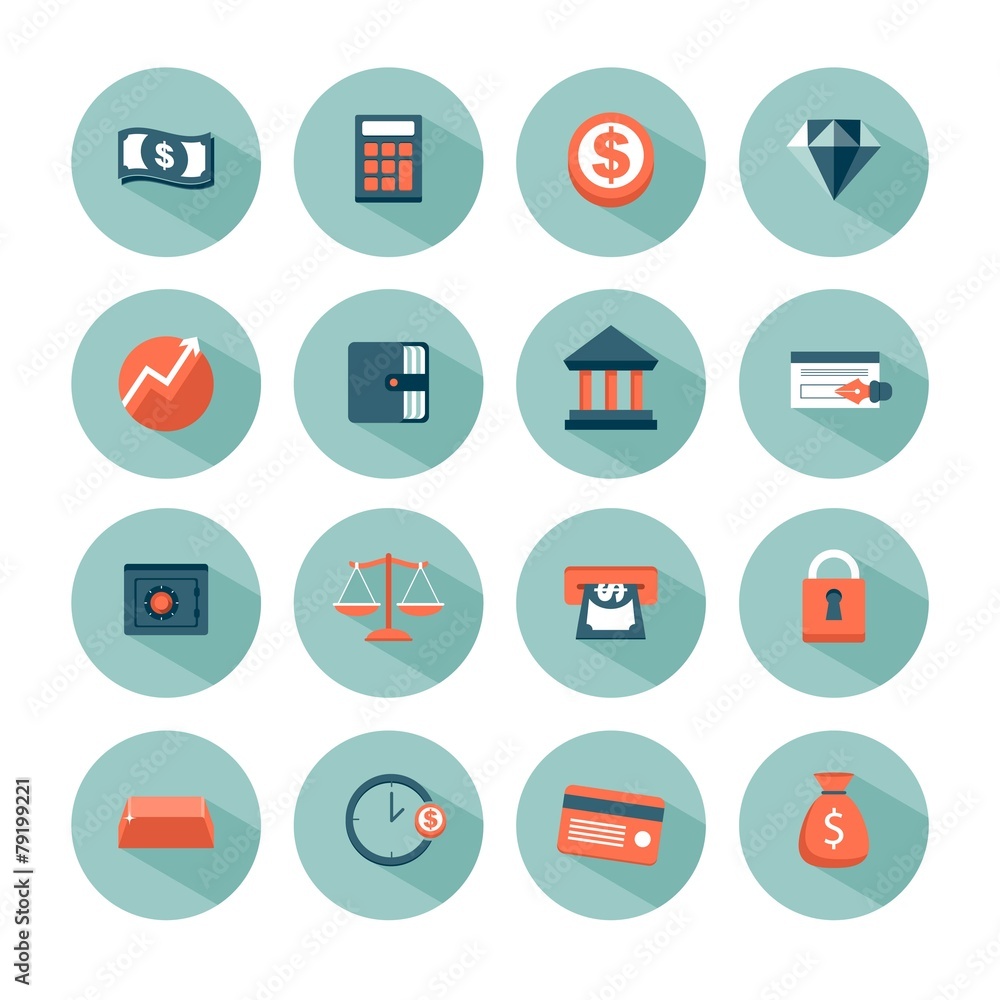 set of modern vector money and finance icons