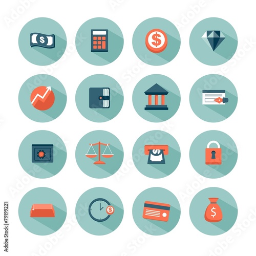set of modern vector money and finance icons