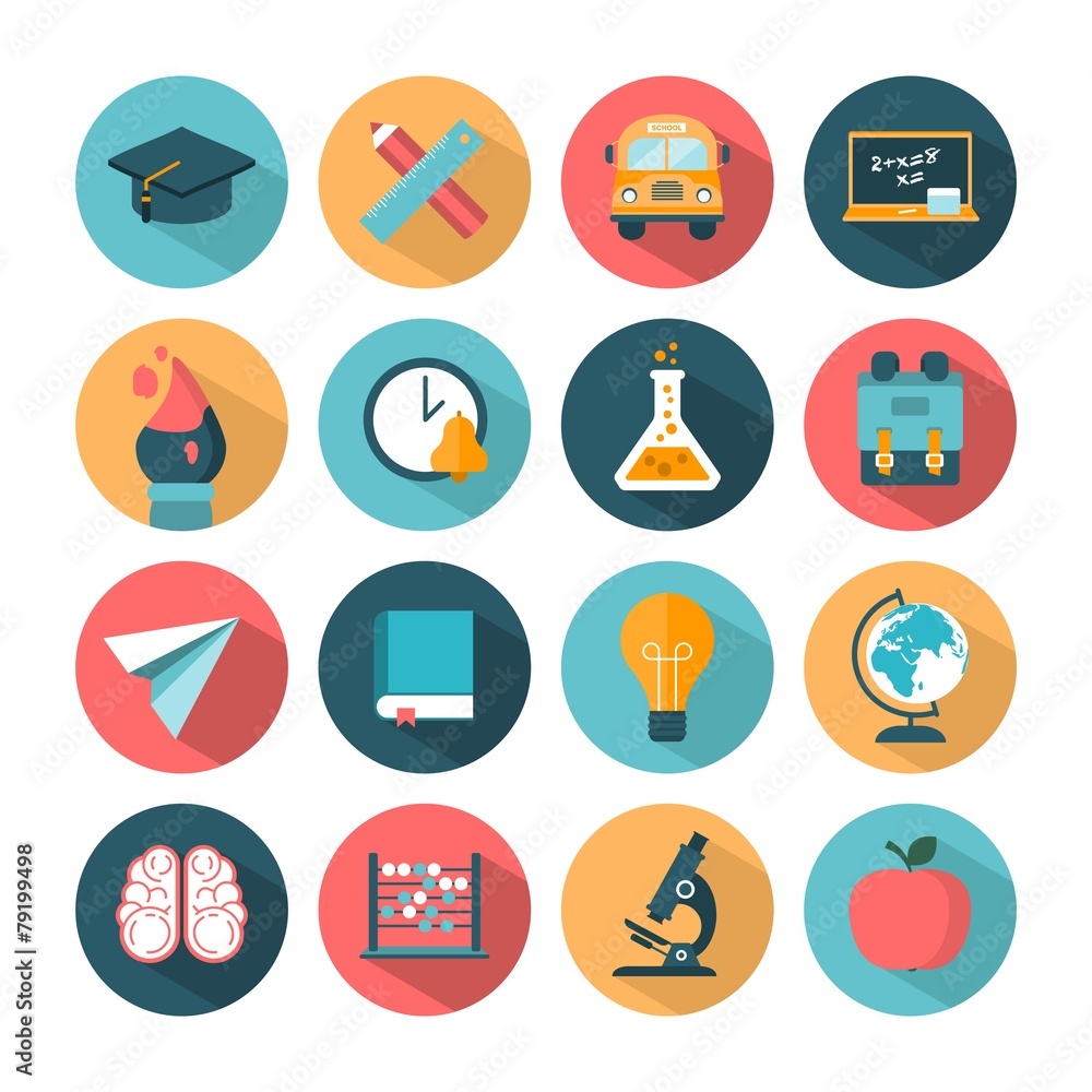 set of modern vector school icons set of modern vector school icons