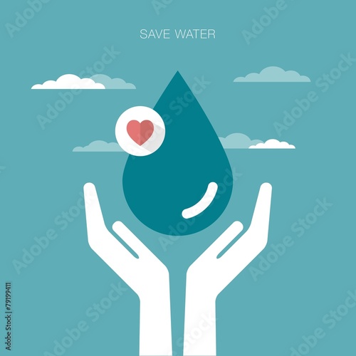 vector concept illustration of hands holding water drop
