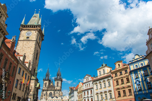 View of Prague on bright summer day