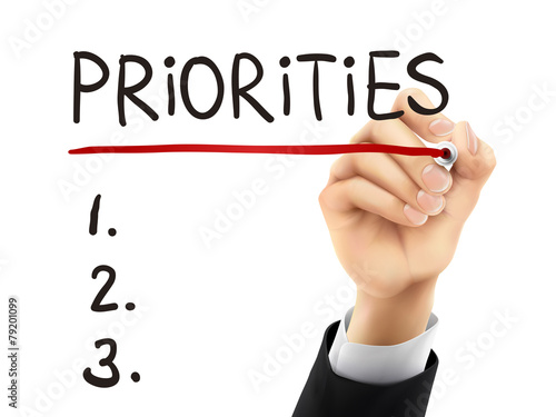 priorities written by 3d hand