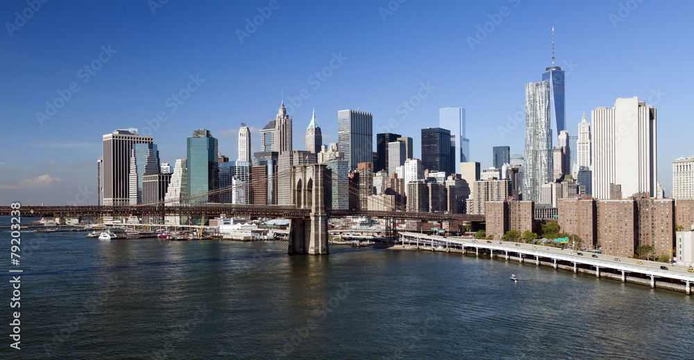 New York Brooklyn Bridge and Downtown