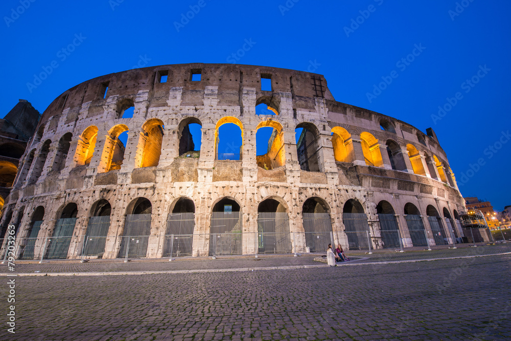 Famous colosseum during evening hours