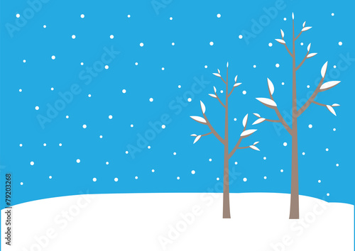Bare Trees in Snowing Winter