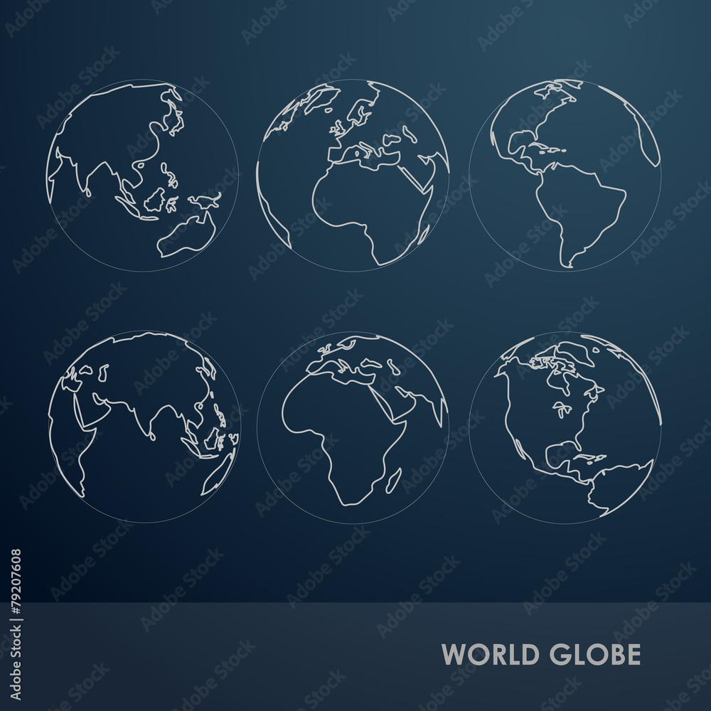 Obraz premium World Globe Detail line symbol Vector Illustration