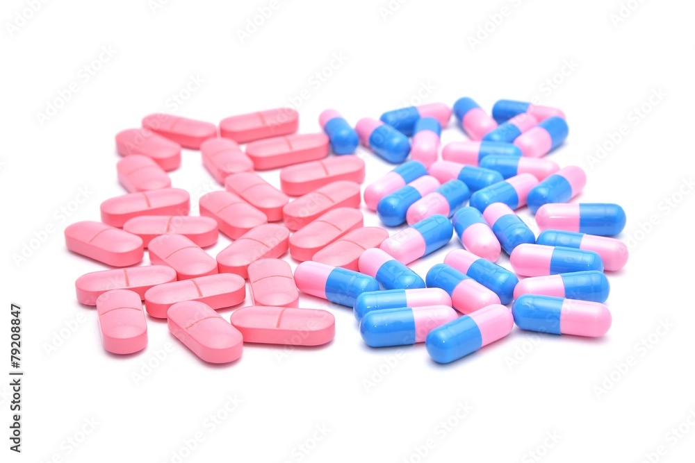 different pills isolated on white background different pills isolated on white background