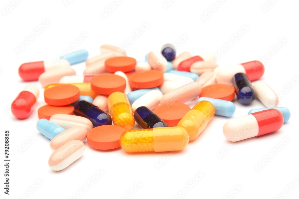 different pills isolated on white background different pills isolated on white background