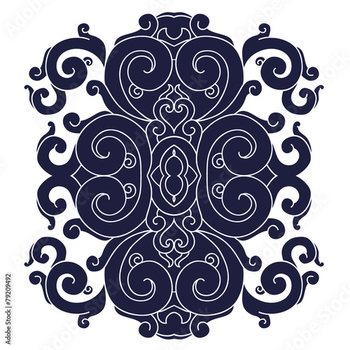 Blue pattern, white background.