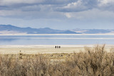 The people walking on the shore of the Great Salt Lake, Utah