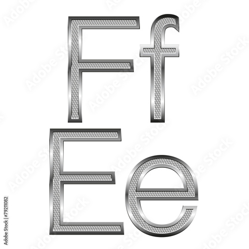thin diamond metal letters on white