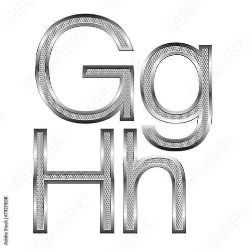 thin diamond metal letters on white