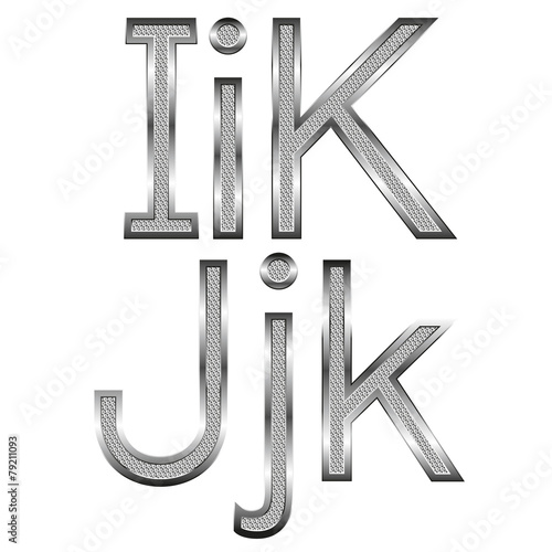 thin diamond metal letters on white