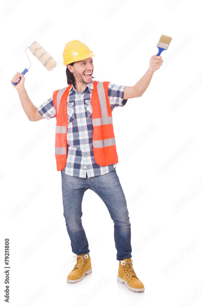 Funny painter isolated on white Funny painter isolated on white
