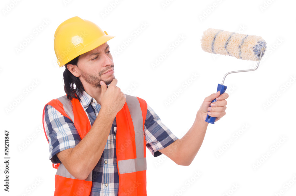 Funny painter isolated on white Funny painter isolated on white