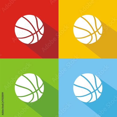 Iconos balón baloncesto colores sombra
