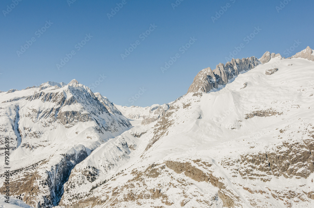 Riederalp, Dorf, Fusshörner, grosses Fusshorn, Alpen, Schweiz