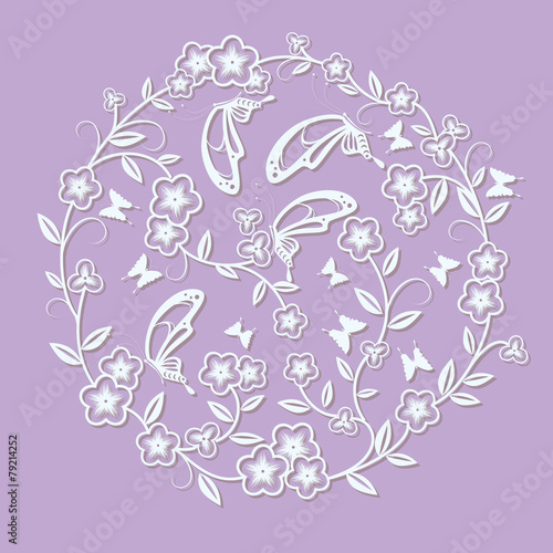 Wallpaper Mural flower and butterfly paper-cutting background Torontodigital.ca