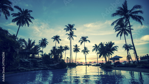 Beautiful tropical Sea beach after sunset.