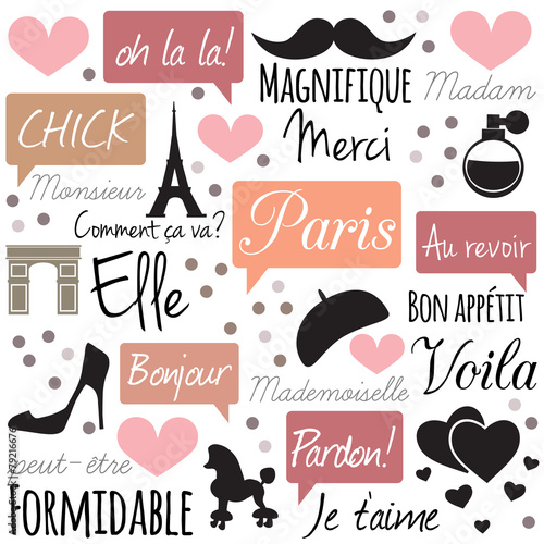 Fotografía Paris stylish vector pattern.