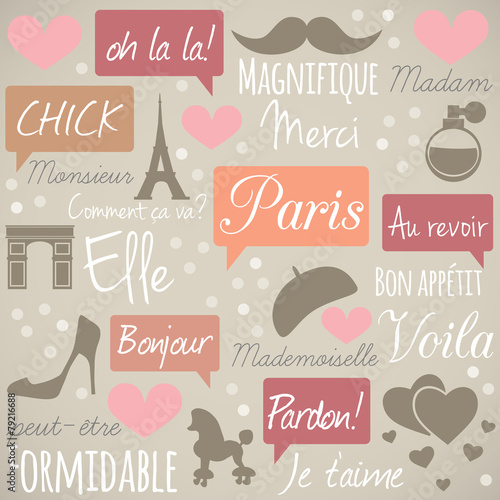 Paris stylish vector pattern.