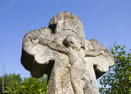 Old crucifix gravestone photo