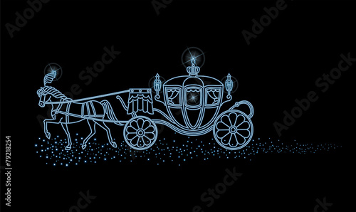 イルミネーションの馬車と夜空