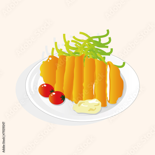 japanese food theme Pork cutlet elements vector,eps