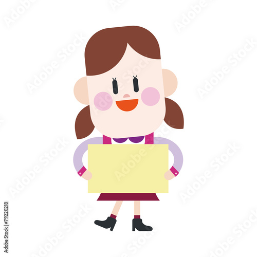 Character illustration design. Girl delivering the speech cartoo
