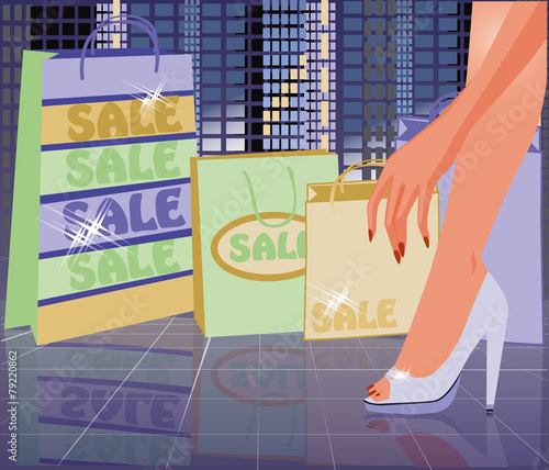 Urban Shopping card, vector illustration
