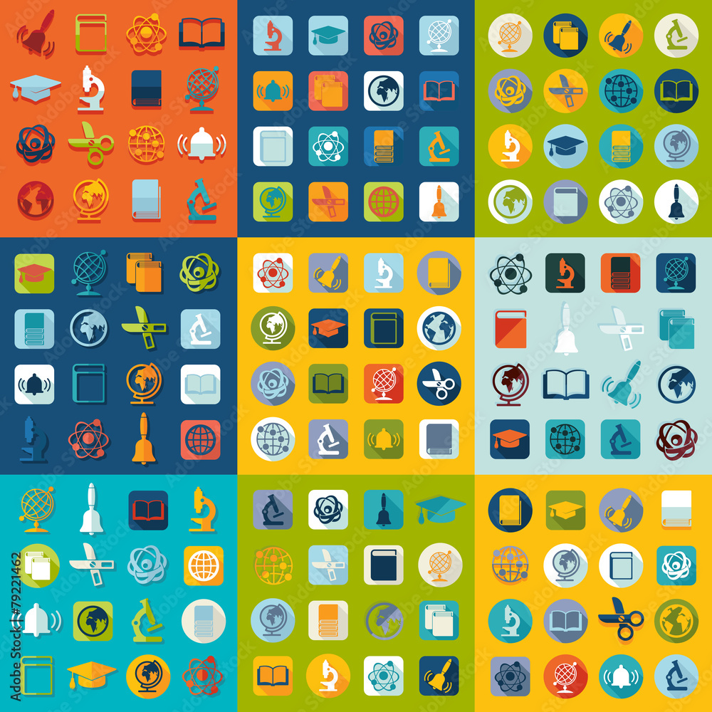Set of education flat icons