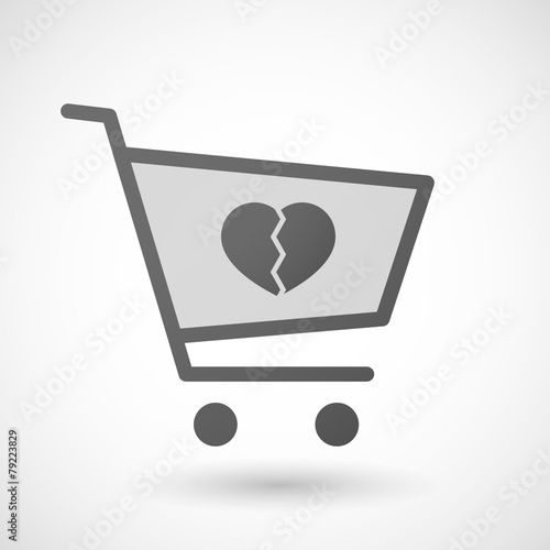 Shopping cart icon with a broken heart