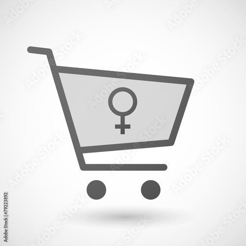 Shopping cart icon with a female sign