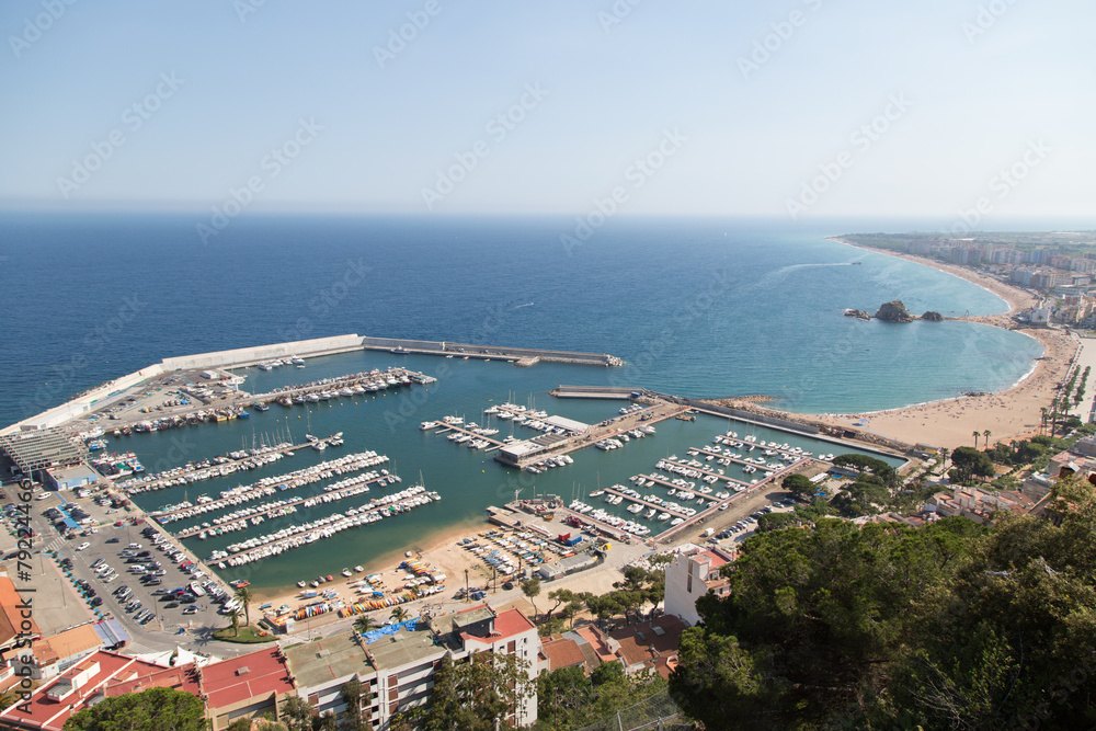 Panorama of the port in Blanes Costa Brava
