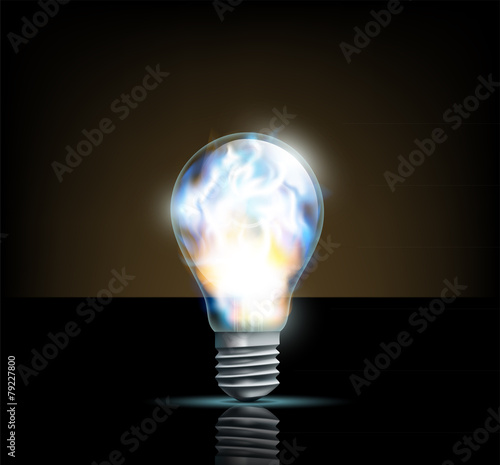 glowing filament lamp on a dark background