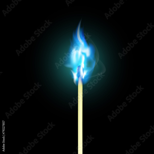 Burning match with blue flame